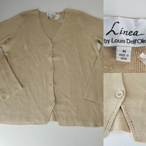 NEW m LINEA LOUIS DELL OLIO wool blend TAN CARDIGAN SWEATER medium NWT